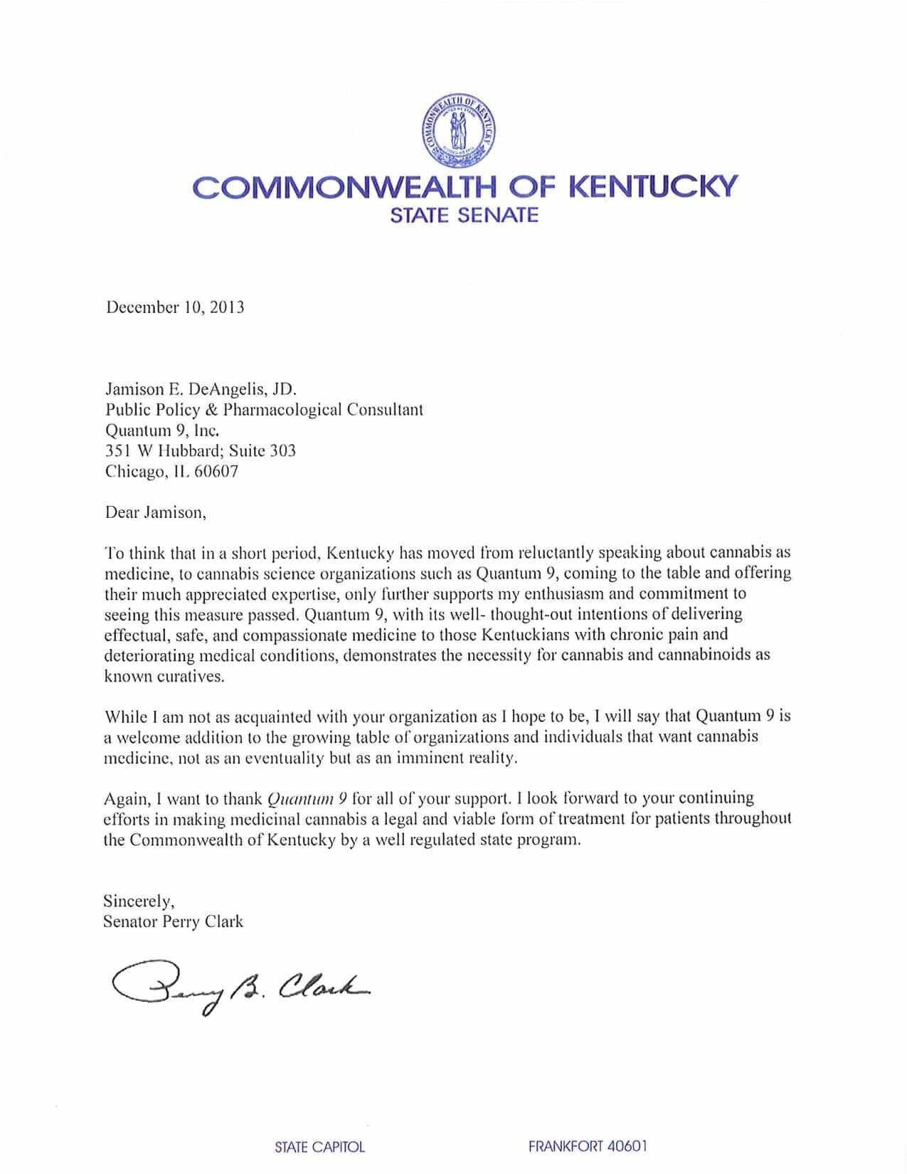 Kentucky Letter of Recommendation